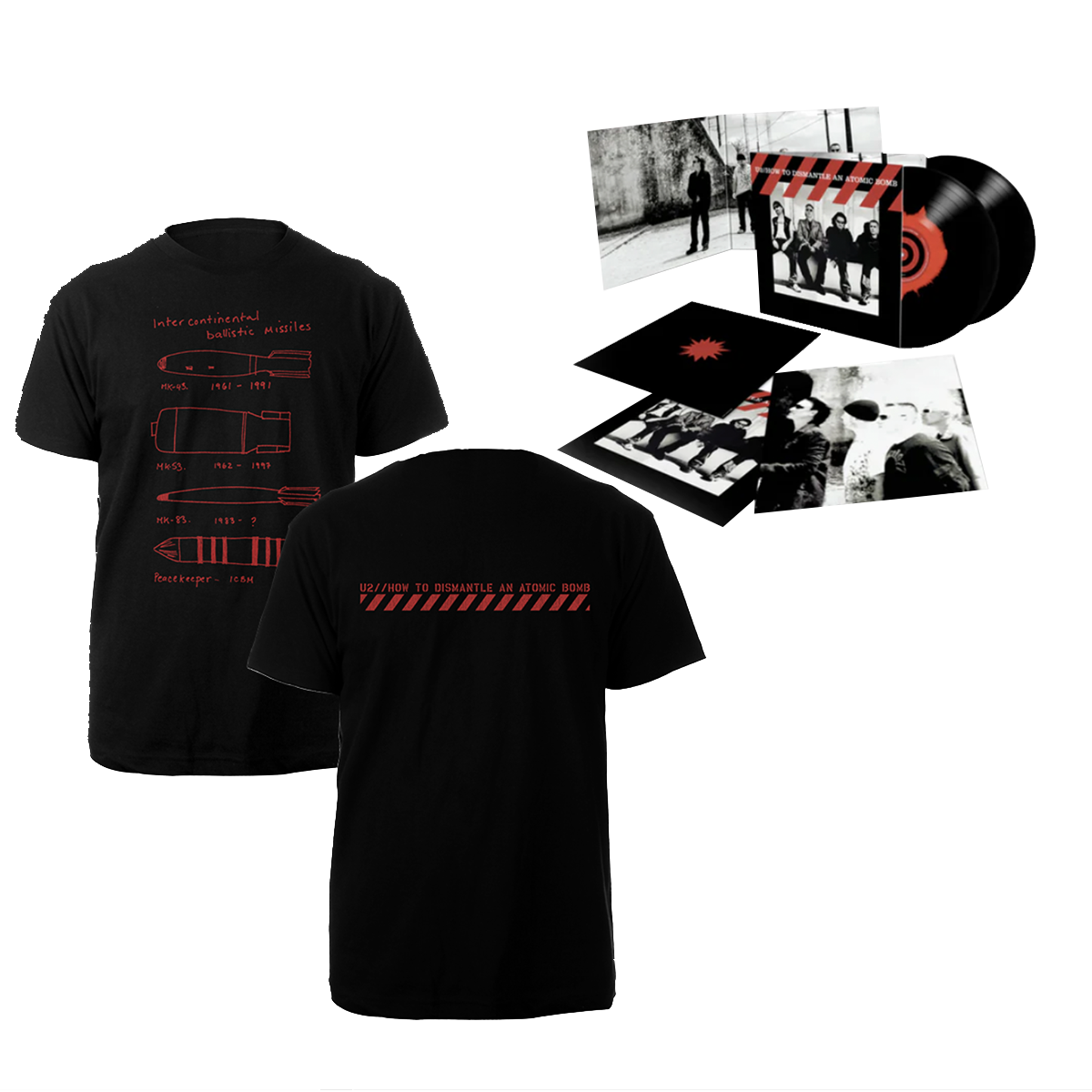 Intercontinental Tee + How To Dismantle An Atomic Bomb (20th Anniversary) Exclusive 2LP Black & Red Ink Spot Vinyl (Limited Edition)