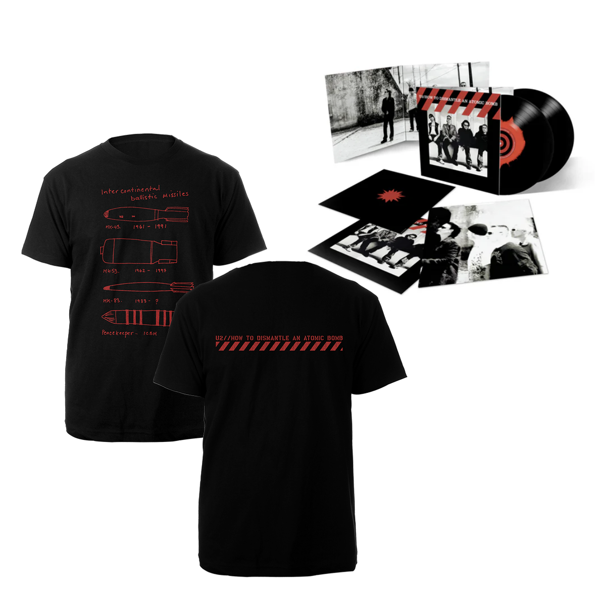Intercontinental Tee + How To Dismantle An Atomic Bomb (20th Anniversary) Exclusive 2LP Black & Red Ink Spot Vinyl (Limited Edition)